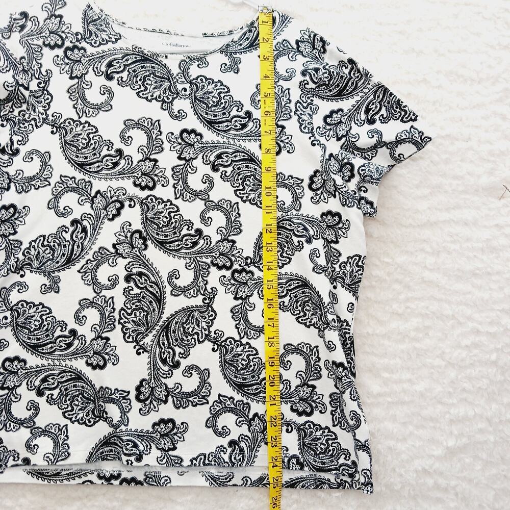 T-Shirt Women Paisley Floral Black White Pima Cotton Whimsycore Casual Size 1X - Picture 4 of 8